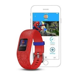 GARMIN Vivofit Junior 3 - Bracelet Connecté Enfant - Age 6+ - Spider Man - Expérience Interactive - 1 an d'Autonomie - Rouge