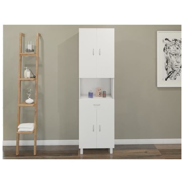 ESSENTIEL - Colonne de salle de bain 4 portes - Blanc - L 50 cm