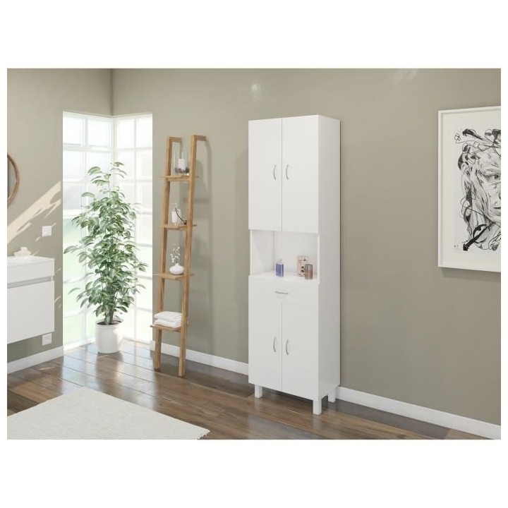 ESSENTIEL - Colonne de salle de bain 4 portes - Blanc - L 50 cm