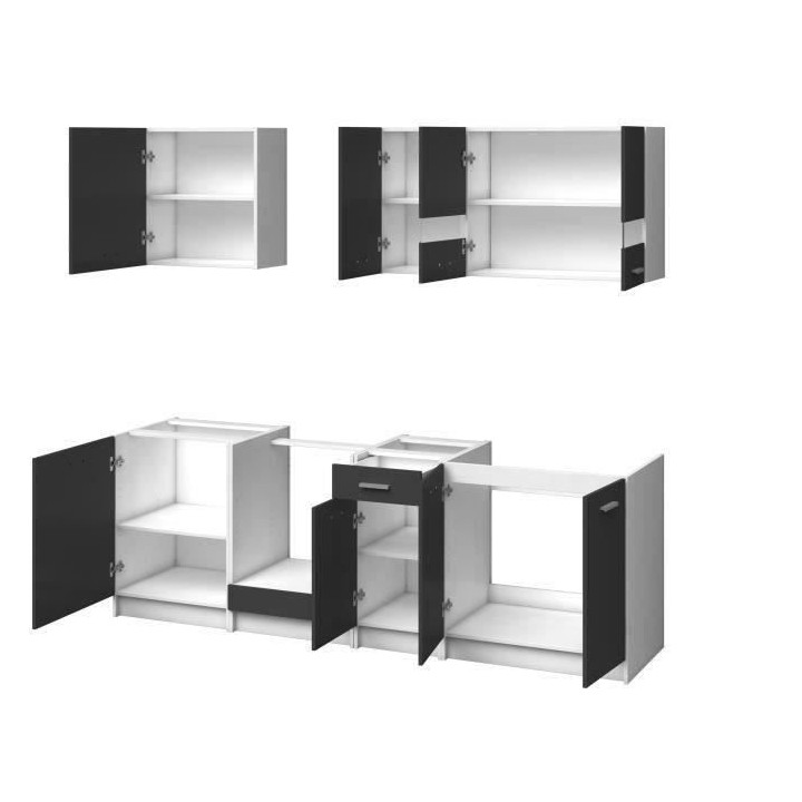 EXTRA - Cuisine complete L 240cm - 7 éléments - Gris Mat