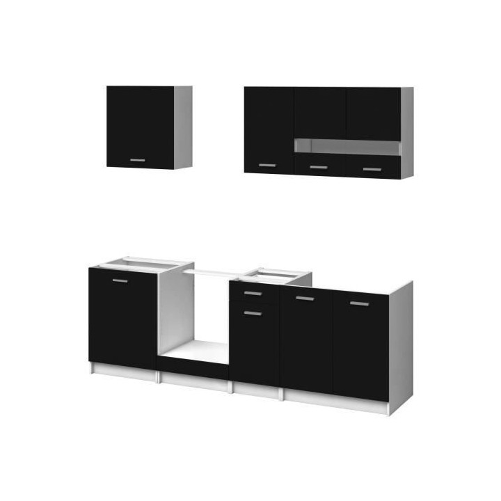 EXTRA - Cuisine complete L 240cm - 7 éléments - Noir Mat