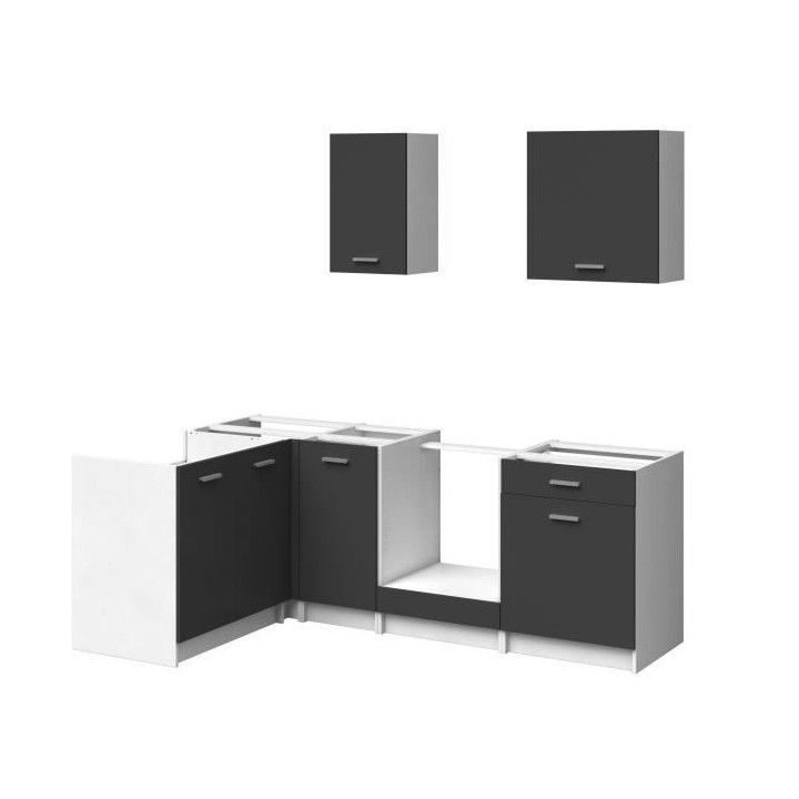 EXTRA - Cuisine complete d'angle L 240cm - Angle réversible - Gris Ma