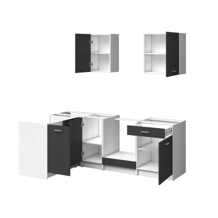 EXTRA - Cuisine complete d'angle L 240cm - Angle réversible - Gris Ma