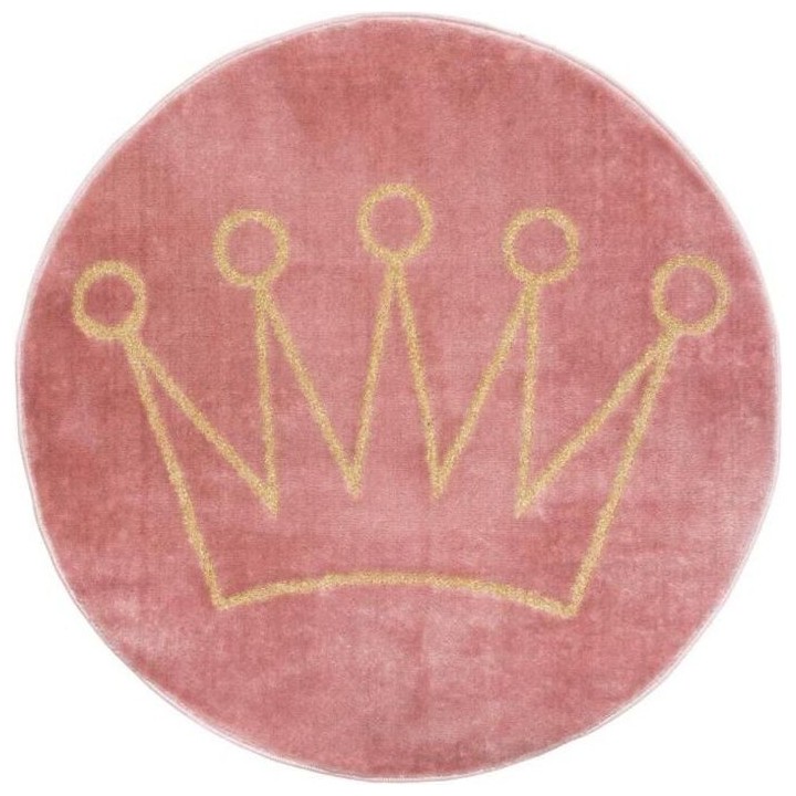 ATMOSPHERA FOR KIDS Tapis rond Couronne Lurex - Rose
