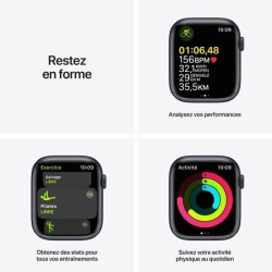 Apple Watch Series 7 GPS + Cellular - 45mm - Boîtier Midnight Aluminium - Bracelet Midnight Sport Band - Regular