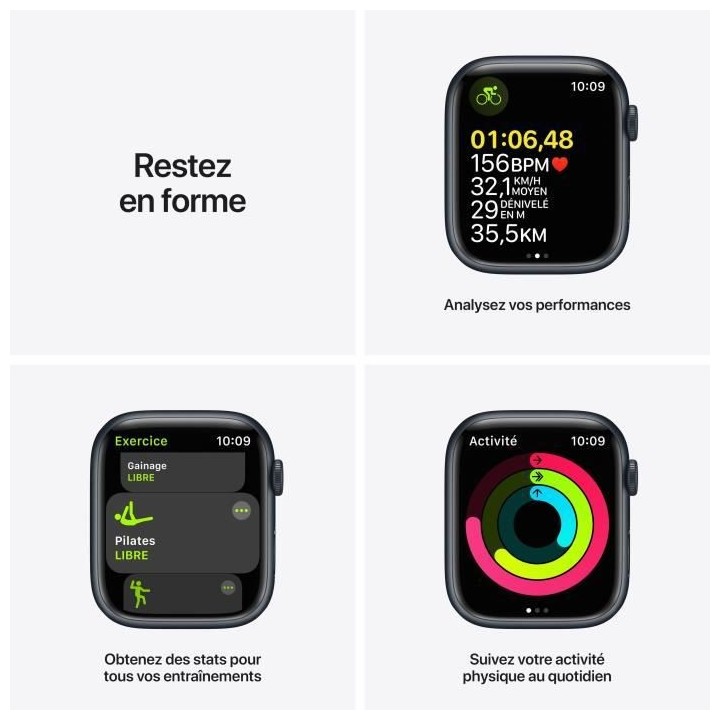 Apple Watch Series 7 GPS + Cellular - 45mm - Boîtier Midnight Alumini