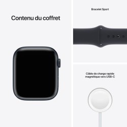 Apple Watch Series 7 GPS + Cellular - 45mm - Boîtier Midnight Aluminium - Bracelet Midnight Sport Band - Regular