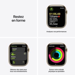 Apple Watch Series 7 GPS + Cellular - 45mm - Boîtier Gold Stainless Steel - Bracelet Dark Cherry Sport Band