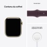 Apple Watch Series 7 GPS + Cellular - 45mm - Boîtier Gold Stainless Steel - Bracelet Dark Cherry Sport Band