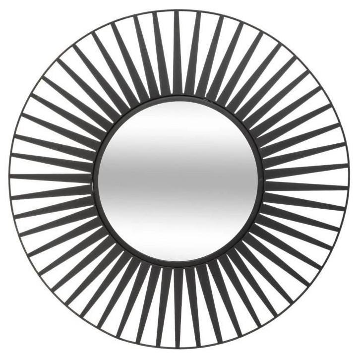 Miroir Soleil Fer, ver et MDF_E1 - D. 50,2 x P. 1 cm - Noir
