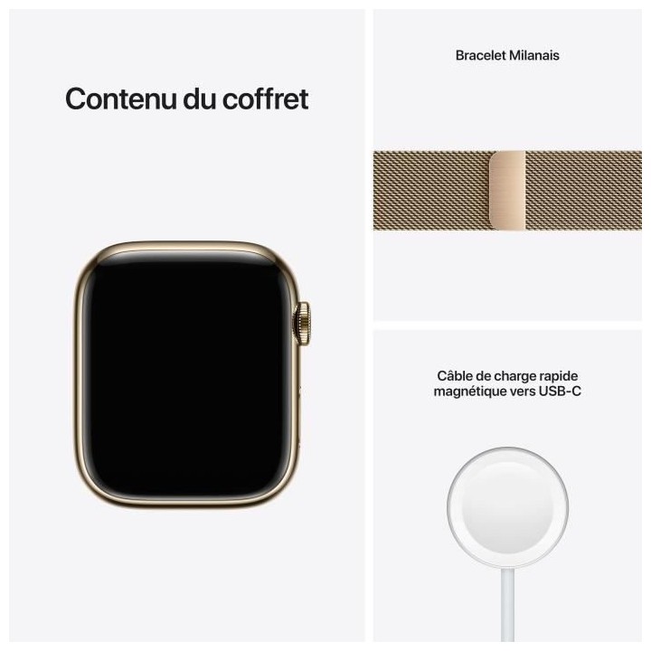 Apple Watch Series 7 GPS + Cellular - 45mm - Boîtier Gold Stainless S