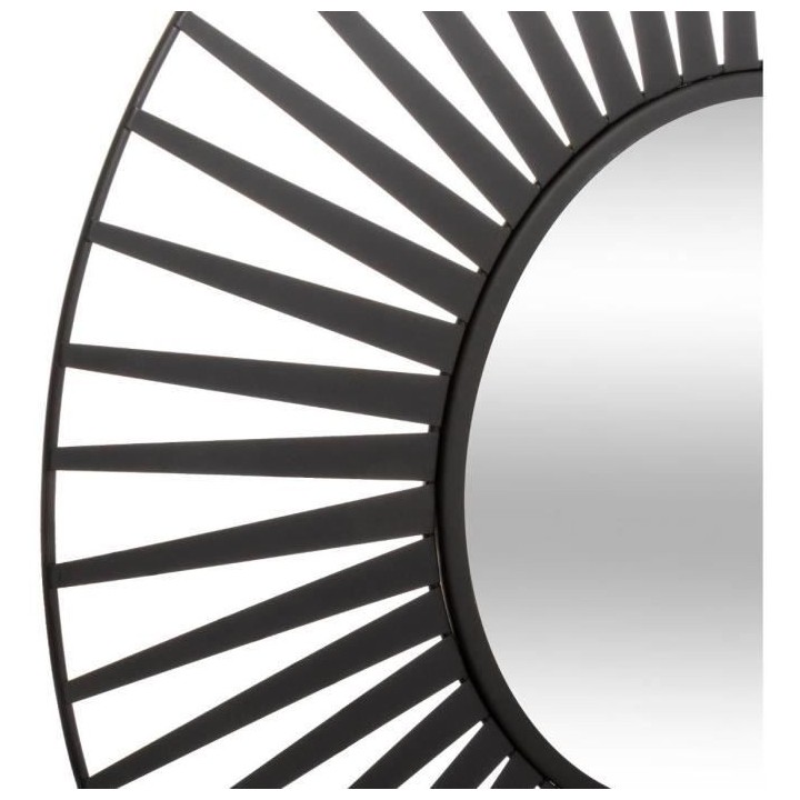 Miroir Soleil Fer, ver et MDF_E1 - D. 50,2 x P. 1 cm - Noir