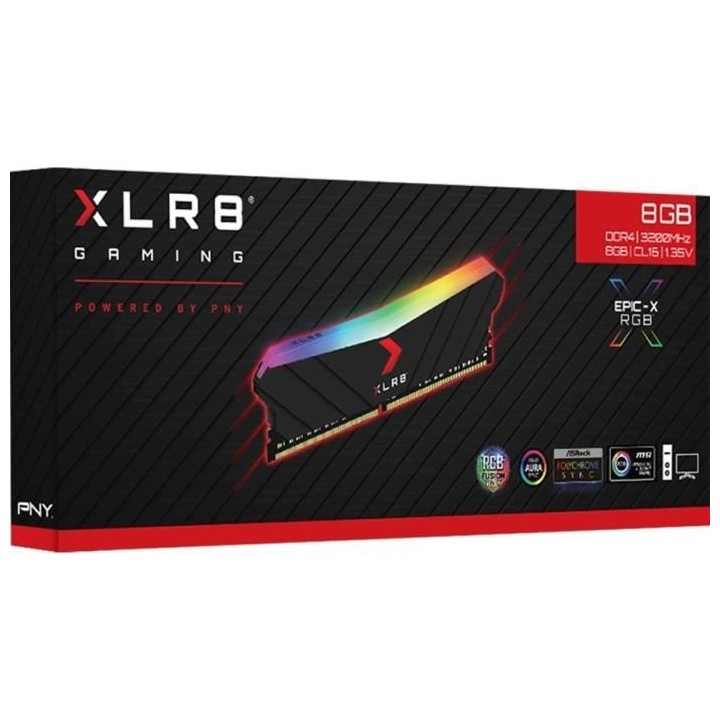 Mémoire RAM - PNY - XLR8 Gaming EPIC-X RGB DIMM DDR4 3200MHz 1X8GB -