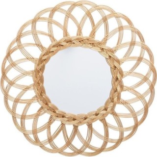 Miroir Rotin Fleur - Ø50 cm - Doré