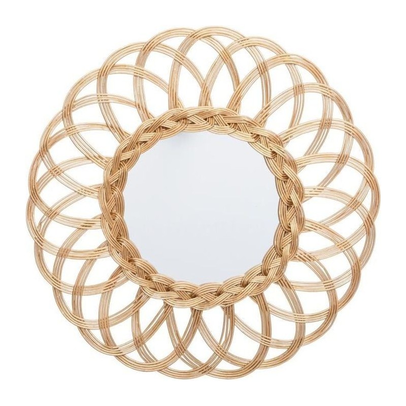 Miroir Rotin Fleur - Ø50 cm - Doré