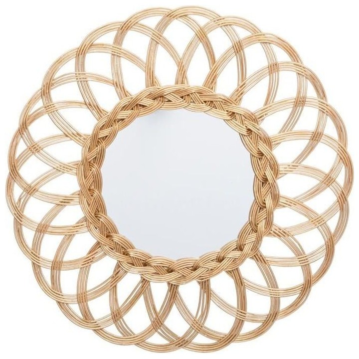 Miroir Rotin Fleur - Ø50 cm - Doré