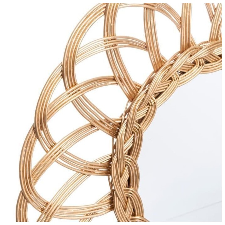 Miroir Rotin Fleur - Ø50 cm - Doré