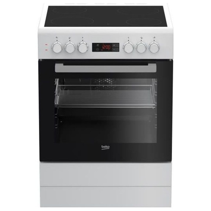 Cuisiniere BEKO - FSE67300WCS - 60 cm - 4 Vitrocéramiques - Porte ple