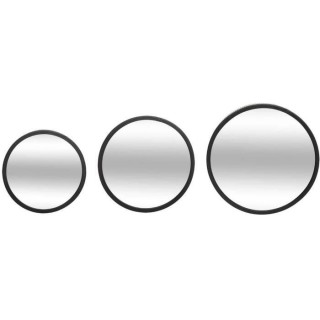 Lot de 3 miroir perforé Mona Verre et fer - D. 30 x P. 6,2 cm - Noir