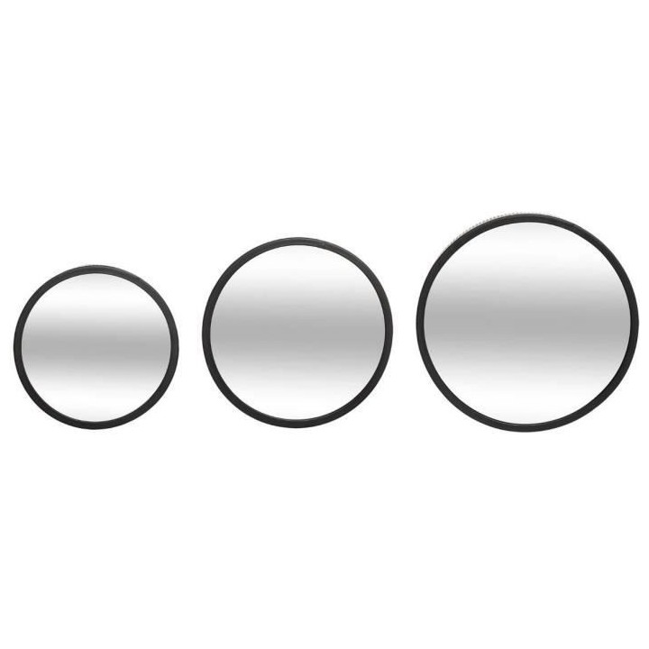 Lot de 3 miroir perforé Mona Verre et fer - D. 30 x P. 6,2 cm - Noir