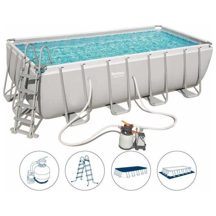 Kit Piscine hors sol tubulaire BESTWAY - Power steel™ - 488 x 244 x