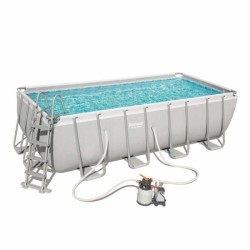 Kit Piscine hors sol tubulaire BESTWAY - Power steel™ - 488 x 244 x 122 cm - Rectangulaire (Filtre a sable, échelle, diffuseu