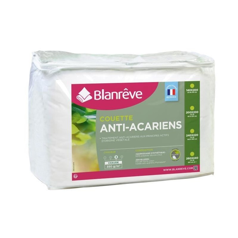 BLANREVE Couette chaude Percale - Anti-acariens - 350g/m² - 140x200cm