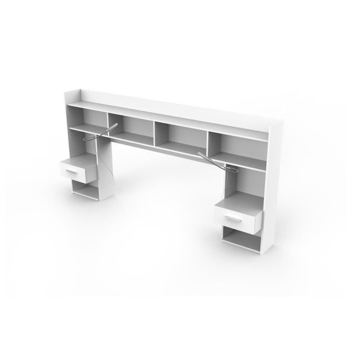 CHICAGO Ensemble lit adulte 140 x 190/200 cm + Tete de lit avec rangem