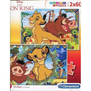 Clementoni Supercolor Puzzle-Lion King-2 x 60 piéces-Disney, , Multic