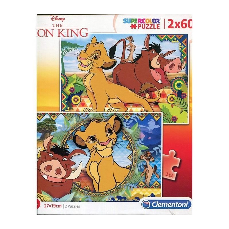 Clementoni Supercolor Puzzle-Lion King-2 x 60 piéces-Disney, , Multicolore - 21604