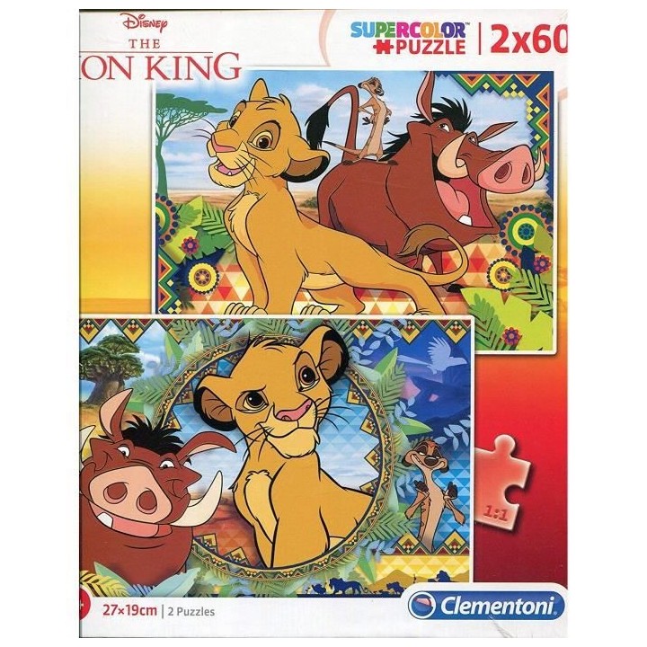 Clementoni Supercolor Puzzle-Lion King-2 x 60 piéces-Disney, , Multic