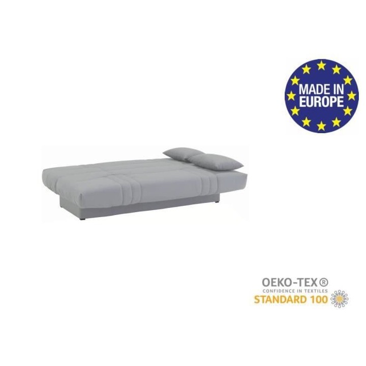 Banquette clic clac 3 places - Tissu gris clair - Style Contemporain -
