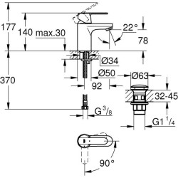 GROHE Mitigeur monocommande Lavabo Taille S Get Chromé 23586000