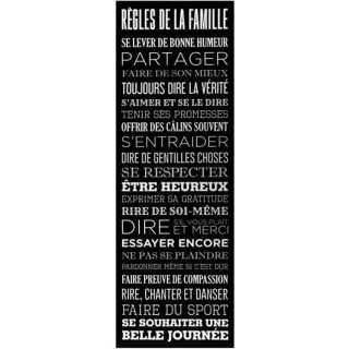 Toile imprimée Regles de la famille - 30 x 90 - Noir