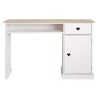 Bureau enfant avec 1 porte et 1 tiroir - Décor Chene et laqué blanc - MDF et Pin Massif - L120 x P 55 x H76,5 cm - HARO