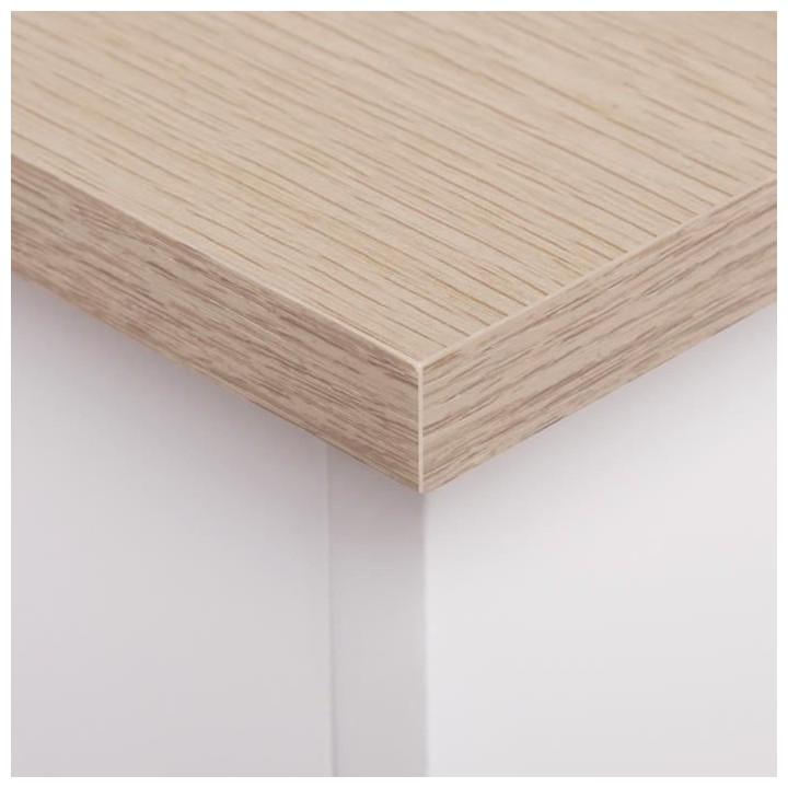 Bureau enfant avec 1 porte et 1 tiroir - Décor Chene et laqué blanc