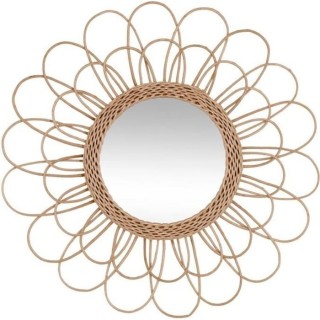 Miroir fleur en rotin - Ø 56 x Ep. 2,8 cm - Beige
