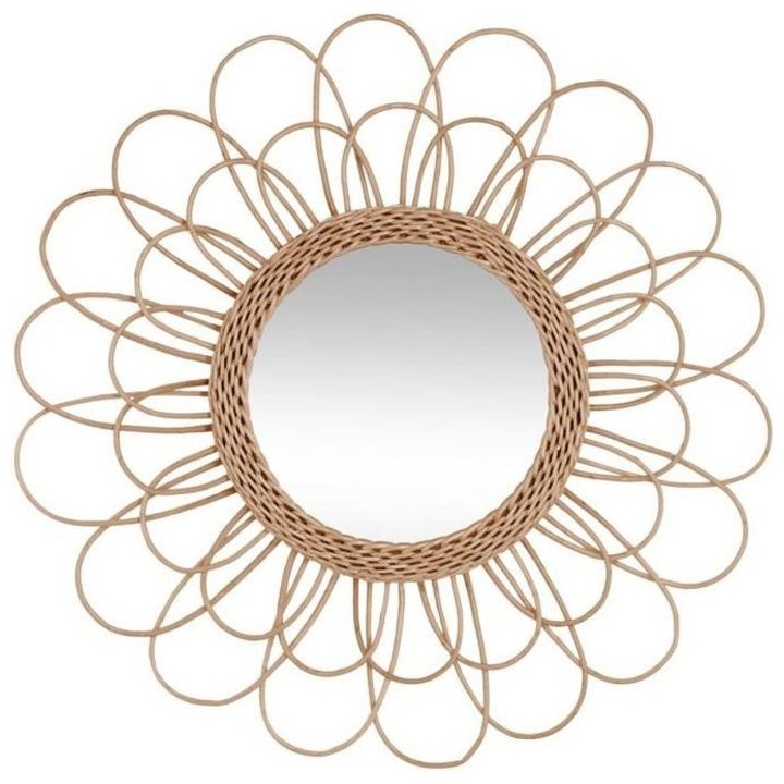 Miroir fleur en rotin - Ø 56 x Ep. 2,8 cm - Beige