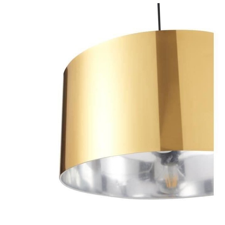 Suspension SHIRA - Tissu - Cylindrique - Doré - 40 x 25cm