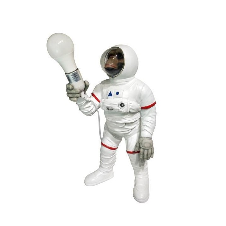 Statue Singe astronaute avec lumiere - 24 x 22,5 x 47,5 cm - Blanc