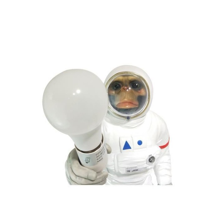 Statue Singe astronaute avec lumiere - 24 x 22,5 x 47,5 cm - Blanc