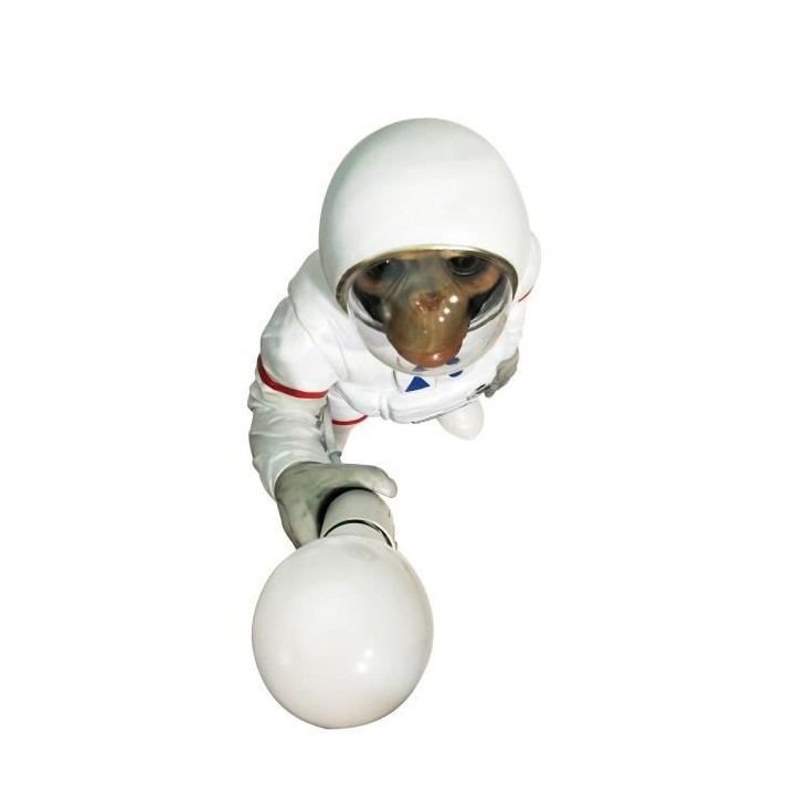 Statue Singe astronaute avec lumiere - 24 x 22,5 x 47,5 cm - Blanc