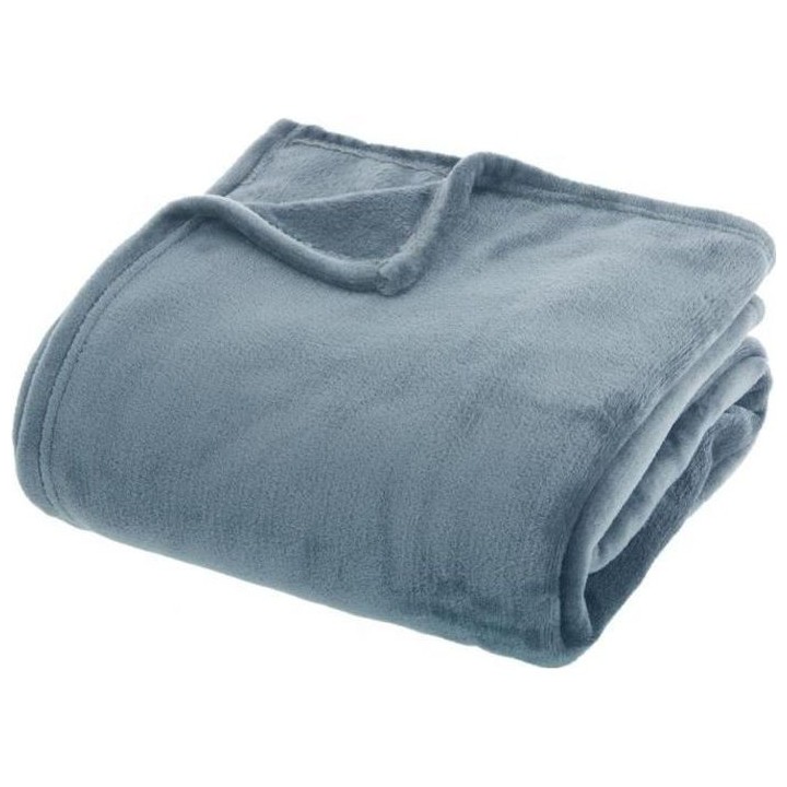 Plaid flanel uni - 180 x 230 cm - Bleu