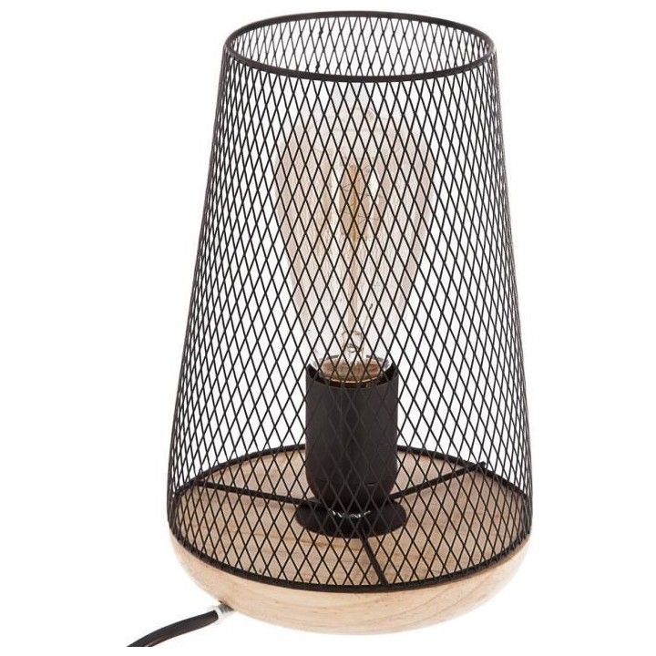 Lampe - Métal et bois - H 23 cm - Noir