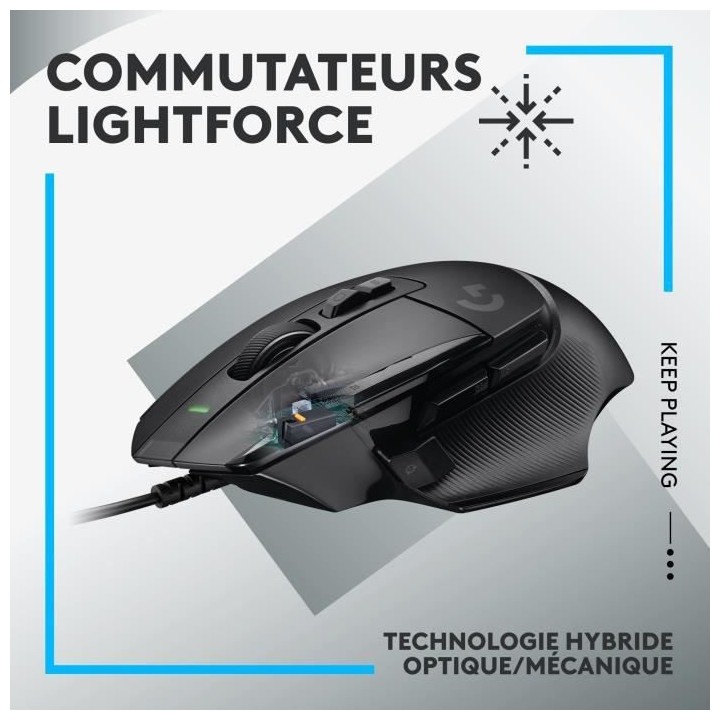 Logitech - G502 X Souris Gaming Filaire - LIGHTFORCE boutons primaires