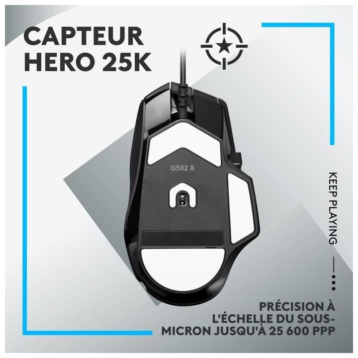 Logitech - G502 X Souris Gaming Filaire - LIGHTFORCE boutons primaires