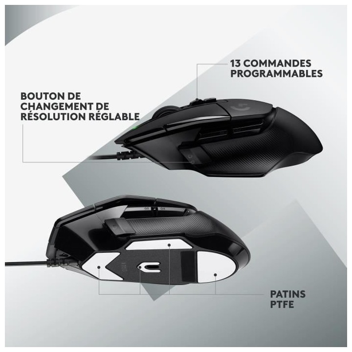 Logitech - G502 X Souris Gaming Filaire - LIGHTFORCE boutons primaires