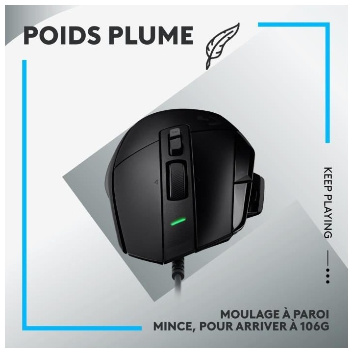 Logitech - G502 X Souris Gaming Filaire - LIGHTFORCE boutons primaires