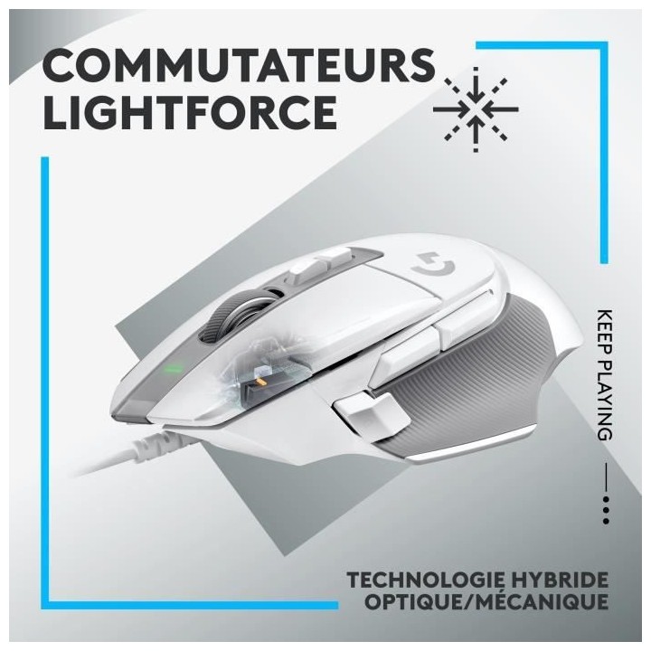Logitech - G502 X Souris Gaming Filaire - LIGHTFORCE boutons primaires