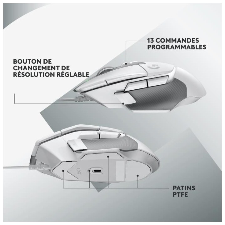Logitech - G502 X Souris Gaming Filaire - LIGHTFORCE boutons primaires
